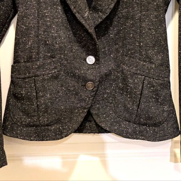 EUC Allison Wonderland 4 Grey Wool Accent Pocket Crop Blazer - Picture 2 of 6